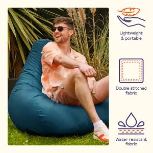 Veeva Recliner Indoor Outdoor Bean Bag Teal Green Bean Bag Chair