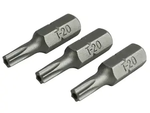 Faithfull - Security S2 Grade Steel Screwdriver Bits T20S x 25mm (Pack 3)