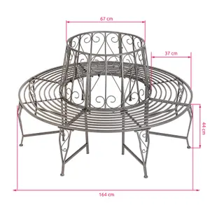 Garden Bench Enyd - circular tree bench, 164 x 164 x 89 cm - anthracite