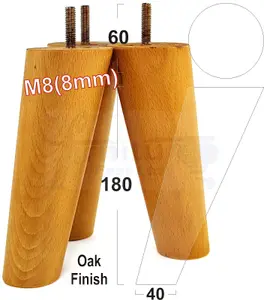 Wood Legs Oak 180mm High Set Of 4 Replacement Angled Furniture Legs Set Of 4 Sofas Chairs Stools M8