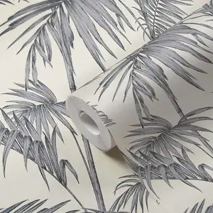 Lola Paris Palm Motif Wallpaper Cream / Silver AS Creation 36919-2