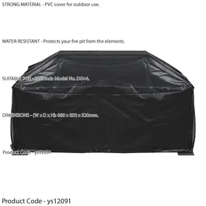 Durable Outdoor Fire Pit Cover for ys12105 - Black Waterproof PVC 850mm x 320mm