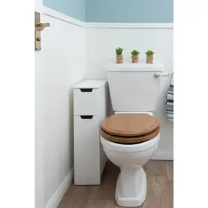 SENNEN Super Slim Bathroom Storage Cabinet, Small White Wooden Organiser