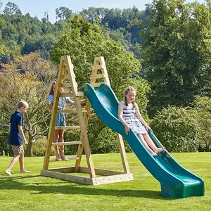 Rebo Children's Wooden Free Standing 10ft Kids Water Slide - Green