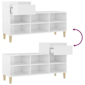 Berkfield Shoe Cabinet High Gloss White 102x36x60 cm Engineered Wood