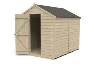 Forest Garden Overlap 8x6 ft Apex Wooden Pressure treated Shed with floor