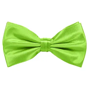 Lime Green Satin Polyester Bow Tie for Casual & Formal Wear, Wedding Party Accessory