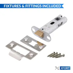 XFORT 2 Sets of 75mm Polished Chrome Tubular Latch, Mortice Door Latch