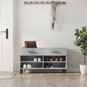 Berkfield Shoe Bench Concrete Grey 102x35x55 cm Engineered Wood