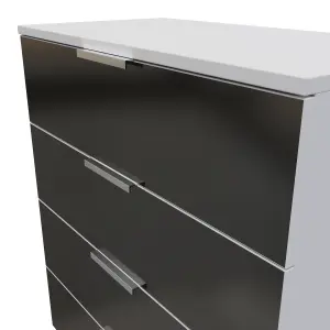 Poole 4 Drawer Chest in Black Gloss & White (Ready Assembled)