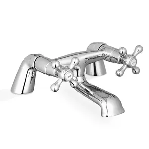 Edwardian Traditional Deck Mounted Chrome Bath Filler Mixer Tap