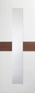 Internal White / Walnut Pre-Finished Asti Door with Clear Glass  - 1981 x 762 x 35mm (30")