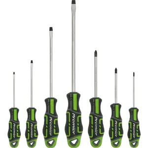 7-Piece Premium Soft Grip Screwdriver Set - Slotted & Phillips in Green