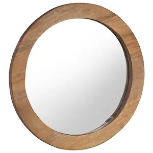 Berkfield Wall Mirror 60 cm Teak Round