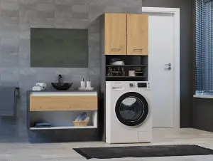 Pola DK Washing Machine Surround Cabinet Anthracite Artisan Oak