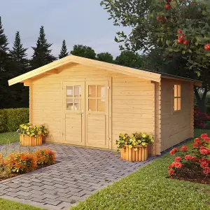 Lasita Osland Donau 28mm Log Cabin - 3.8m x 2.8m - Apex Roof Garden Building