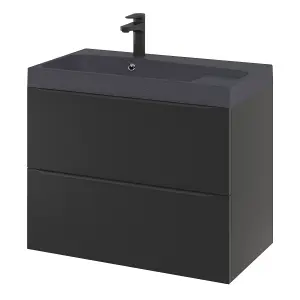 GoodHome Mila Black Rectangular Vanity Basin (W)80.4cm