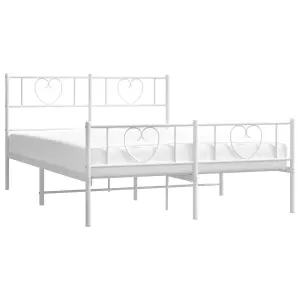 Berkfield Metal Bed Frame with Headboard and Footboard White 120x190 cm 4FT Small Double