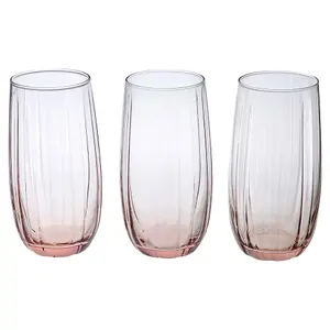 Queensway Home & Dining 500ml 6 Pcs Linka Pink Coloured Glassware Cup Tall Short Cocktail Tumblers Sets