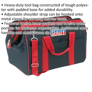 Heavy-Duty 500mm Tool Bag with Padded Base - Red - Ultimate Storage Solution