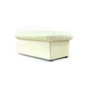 Chesterfield 2 Seater Sofa Settee Shelly White Real Leather In Classic Style