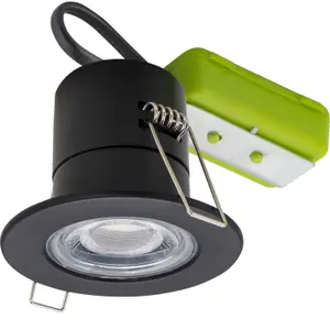 Luceco F-ECO Matt Black Fixed LED Fire-rated Warm white Downlight 5W IP65