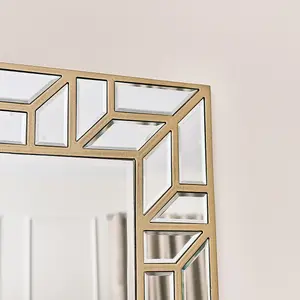 Melody Maison Large Gold Geometric Framed Mirror 70cm x 150cm