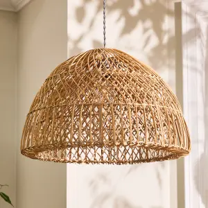 Traditional Rattan Twin Spiral Easy Fit Decor Ceiling Shade H32 x D50cm