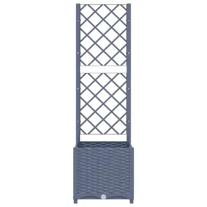 Berkfield Garden Planter with Trellis Dark Grey 40x40x136 cm PP