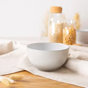 Nicola Spring - Stoneware Cereal Bowls - 14cm - Matt Light Grey - Pack of 6