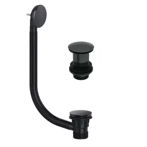 Matt Black Bath & Unslotted Full Cover Basin Sink Waste Pack