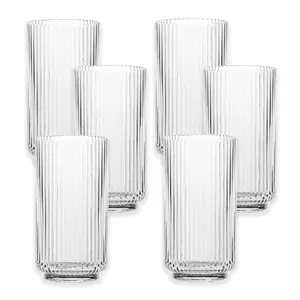 Acrylic Plastic 22oz Ribbed Jumbo Highball Drinking Cups - Set of 6