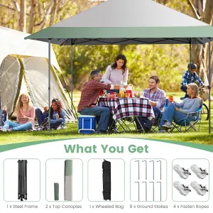 Costway 4M x 4M Gazebo Pop up Canopy Tent Sun Shelter w/ Wheeled Bag