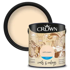 Crown Walls & Ceilings Matt Emulsion Paint Soft Cream - 2.5L