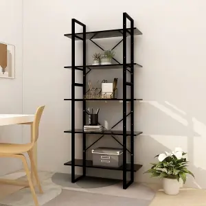 Berkfield 5-Tier Book Cabinet Black 80x30x175 cm Engineered Wood