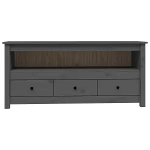 Berkfield TV Cabinet Grey 114x35x52 cm Solid Wood Pine