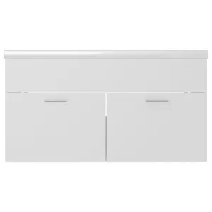 Berkfield Sink Cabinet with Built-in Basin White Engineered Wood