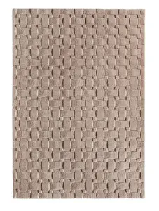 Optical 3D Blush Wool Luxurious Modern Geometric Handmade Rug For Living Room Bedroom & Dining Room-80cm X 150cm