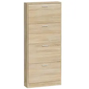 Shoe Cabinet Oak 59x17x150 cm Engineered Wood