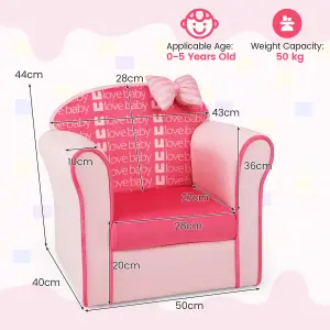 Costway Kids Sofa Children Armrest Upholstered Chair Cute Pattern Armchair Solid Frame