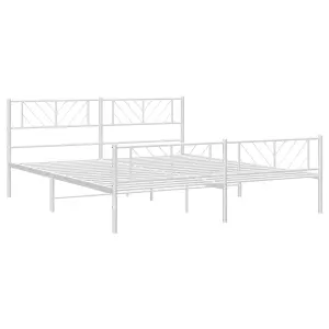 Berkfield Metal Bed Frame with Headboard and Footboard White 200x200 cm