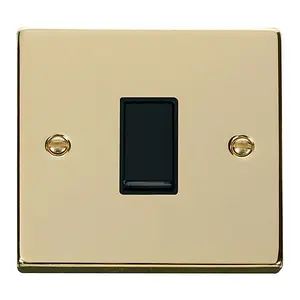 Polished Brass 10A 1 Gang Intermediate Light Switch - Black Trim - SE Home