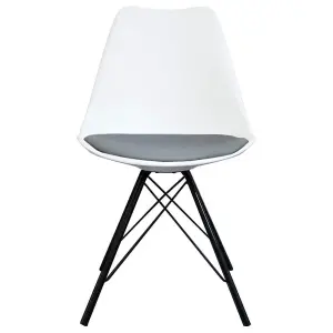 Soho White and Dark Grey Plastic Dining Chair with Black Metal Legs