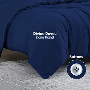 Klarita Polyester Solid Colour Duvet Cover Set with Pillowcases Navy / Double - 2 Pillowcase (50 x 75 cm)