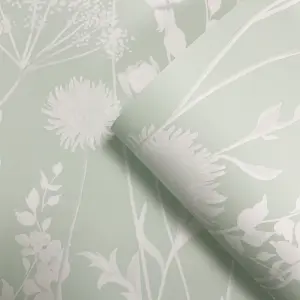 Catherine Lansfield Green Floral Pearl effect Embossed Wallpaper