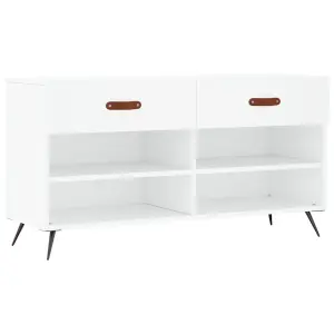 Berkfield Shoe Bench White 102x35x55 cm Engineered Wood