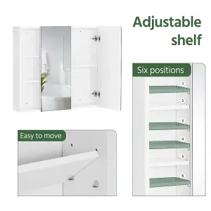 Yaheetech White Bathroom 2-Tier Wall-Mounted Cabinet with 2 Mirrored Doors