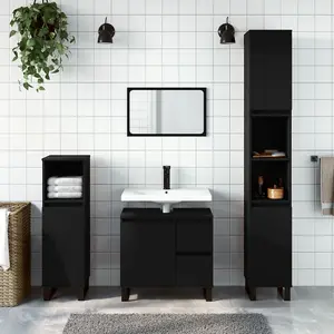 Berkfield Bathroom Cabinet Black 65x33x60 cm Engineered Wood