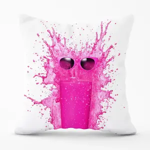 Pink Splashart Glass Outdoor Cushion 45cm x 45cm