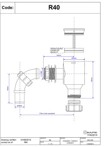 McAlpine R40 1.25" Complete Screened Tank Overflow Connector